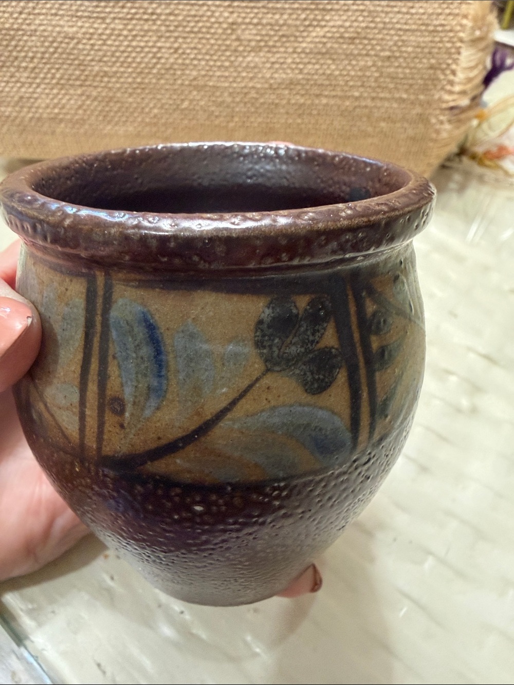 Signed Eldreth redware pottery hand painted - Picture 6 of 7